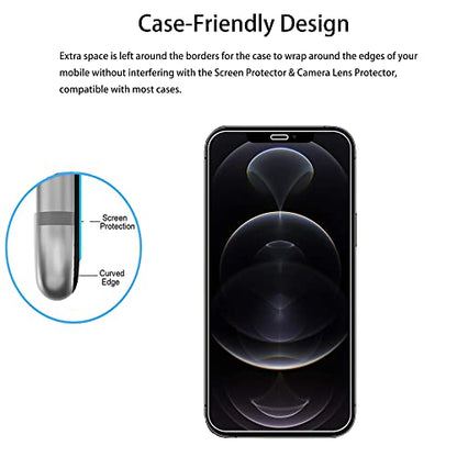 Easy Alignment Frame Designed For iPhone 12 Pro Max Tempered Glass Screen Protector 2-Pack Camera Lens Protector Film 2-Pack