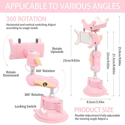 Suction Cup Phone Mount 360 Rotating Universal Ball Head Arm for Car Dashboard Windshield Vehicle Sunroof (1pc*Pink) - color: 1pc*Pink