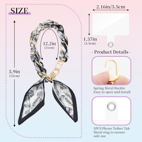 ZOOEASS Phone Wrist Lanyard Gold Metal Scarf Phone Charm Strap with Tether Tab Women Phone Chain Accessories for Handbags - color: Style 8