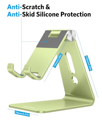 OMOTON C2 Adjustable Aluminum Cell Phone Stand with Charging Cutout, Green - color: Green