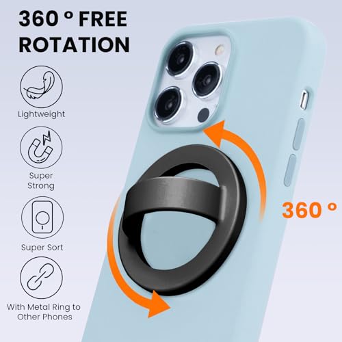 Magnetic Silicone Phone Grip Ring Holder Compatible with MagSafe Phone Case - color: Black