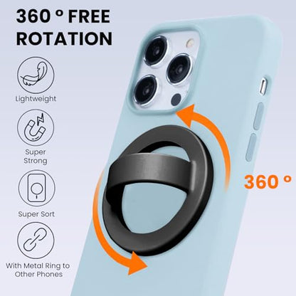 Magnetic Silicone Phone Grip Ring Holder Compatible with MagSafe Phone Case - color: Black