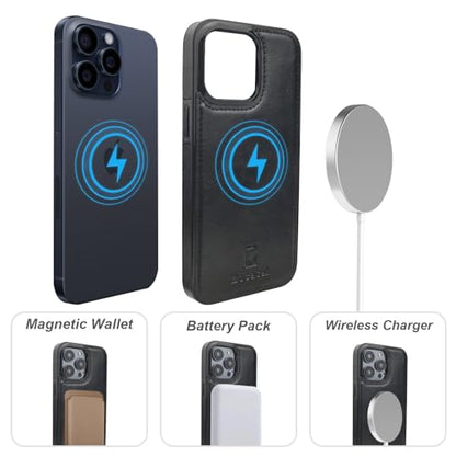 Bocasal for MagSafe Wallet Case Card Holder for iPhone 15 Pro Max Black - color: Black for MagSafe
