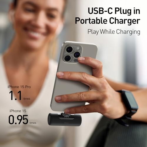 iWALK 4,500mAh USB-C Portable Charger, Power Bank with Built-in Connector, Phone Battery Pack, Compatible with iPhone 18/17/16/15 Series, Samsung Galaxy S24/S23/S22 and Android Phones,Black - color: Black