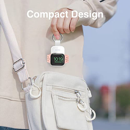 Portable Wireless Charger for Apple Watch Travel Magnetic iWatch Power Bank - color: White