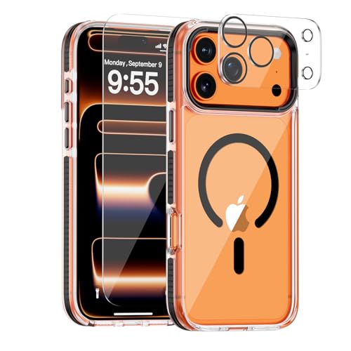 Full Body Protection Kit for iPhone 17 Pro Case, MagSafe Compatible Clear Cover, Black Non-Slip Grip Bumper, N52 Magnetic Backing, Includes Tempered Glass Screen Protector and Lens Film - color: Clear Black non-slip, size: iPhone 17 Pro