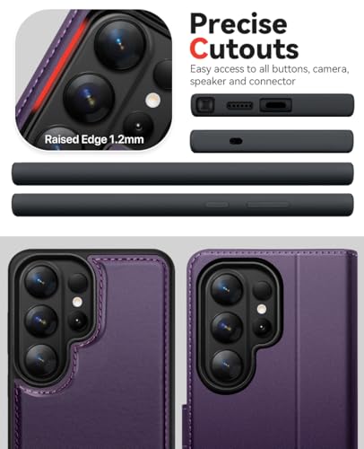 OCASE for Samsung Galaxy S26 Ultra Detachable Wallet Case with Card Holder, [2 in 1] PU Leather Flip Folio Case with RFID Blocking Stand Wrist Strap Shockproof Phone Cover 2026, Dark Purple - color: Dark Purple, size: Samsung Galaxy S26 Ultra