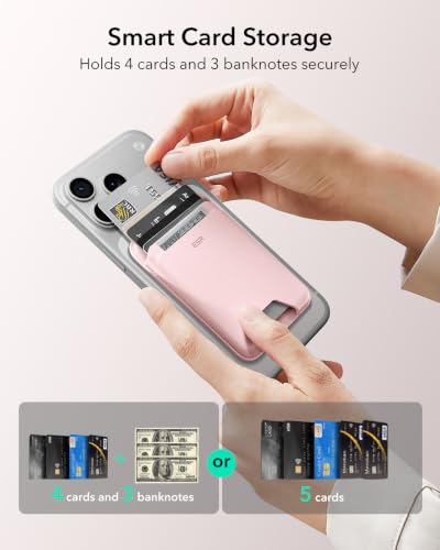 ESR for MagSafe Wallet, 5 Card Holder for Phone Case, RFID Blocking - color: Light Pink