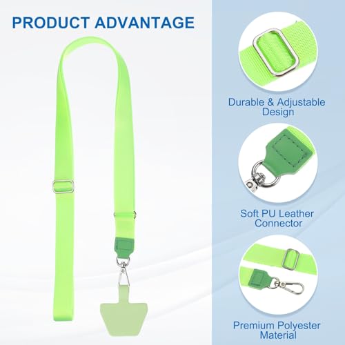 PATIKIL Smart Phone Lanyard with Wrist Strap and Patches for Most Smartphones ID Badges Keychain - color: Light Green