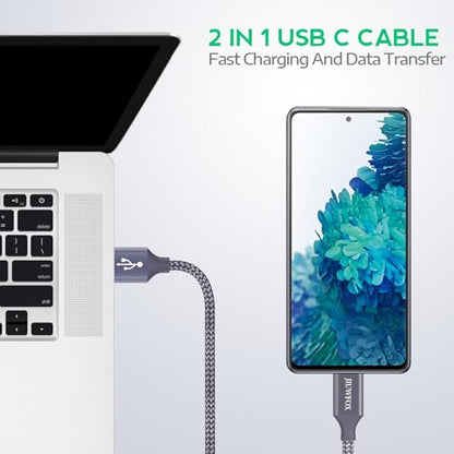 JIUWFOX USB to USB C Cable (6ft, 5Pack) for iPhone 17/17 Pro/17 Pro Max/16 Pro/16 Pro Max Fast Charging, USB C Charger Cord for Galaxy S25 S24, Pixel 10 9 and More - size: 6+6+6+6+6 ft