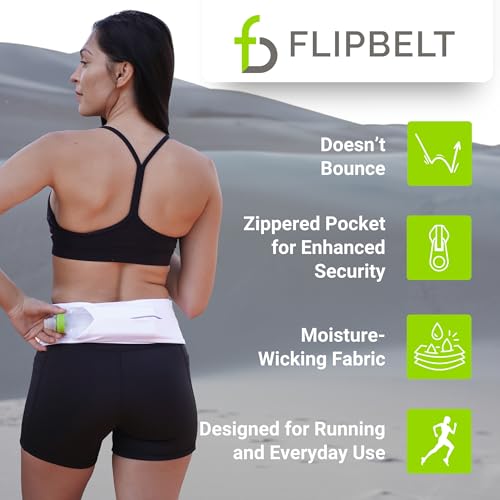 FlipBelt Zipper Running Belt, Waist Pack for Fitness and Running, US Company - color: Reflective Black, size: Large