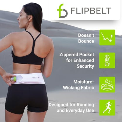 FlipBelt Zipper Running Belt, Waist Pack for Fitness and Running, US Company - color: Reflective Black, size: Large