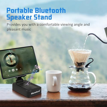 Cell Phone Stand with Wireless Bluetooth Speaker Compatible for iPhone/Samsung/iPad Tablet, Anti-Slip Design Phone Stand with HD Surround Sound for Home,Office,Outdoor etc. - color: Black
