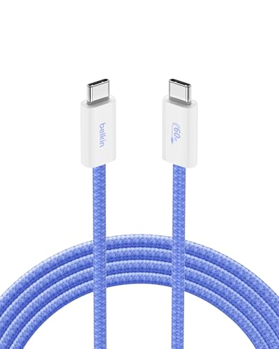 Belkin USB C to USB C 60W Braided Cable 6.6ft iPhone Charger Cord - color: Blue, style: 6.6 ft