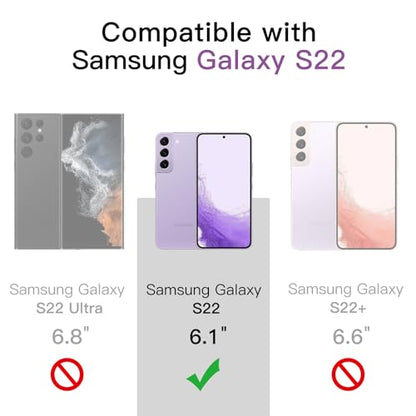 JETech Case for Samsung Galaxy S22, Anti-Yellowing, Purple | Shockproof Protection, Scratch Resistant Hard PC Back, Durable Transparent TPU Bumper - color: Purple