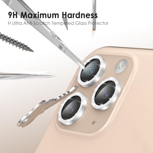 TENOC Camera Lens Protector for iPhone 11 Pro & 11 Pro Max, Silver Glitter - size: iPhone 11 Pro/11 Pro Max