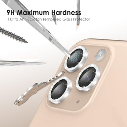 TENOC Camera Lens Protector for iPhone 11 Pro & 11 Pro Max, Silver Glitter - size: iPhone 11 Pro/11 Pro Max