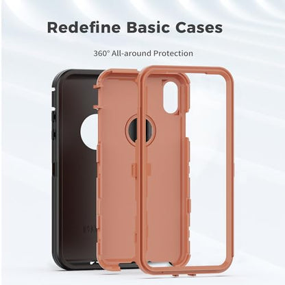 for iPhone XR Case, Heavy Duty Protective Case with [3 Layers] Rugged Rubber Shockproof Protection Cover for iPhone XR 6.1"(Black/Orange)
