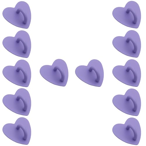 12 Pcs Metal Phone Finger Grip Hook Adhesive Heart Shaped Phone Charm Hook Smartphones Accessories Charm Loop Stand Keychain Ring Smartphones Holder Heart Pad Ring for DIY Hanging Supplies (Purple) - color: Purple