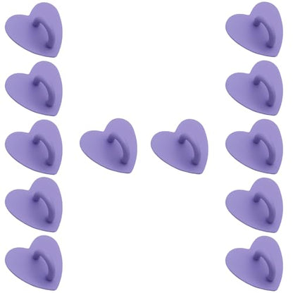 12 Pcs Metal Phone Finger Grip Hook Adhesive Heart Shaped Phone Charm Hook Smartphones Accessories Charm Loop Stand Keychain Ring Smartphones Holder Heart Pad Ring for DIY Hanging Supplies (Purple) - color: Purple