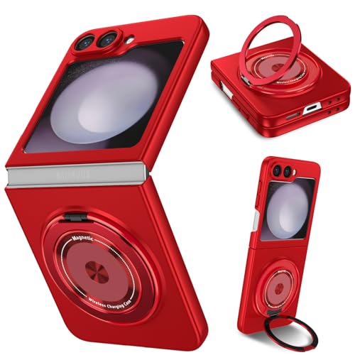 Magnetic Case for Samsung Galaxy Z Flip 6, [Compatible with MagSafe] Military Grade Shockproof Slim fit Samsung Z Flip 6 Phone Case with Magnetic Ring Kickstand, Red - color: Red, size: Samsung Galaxy Z Flip 6