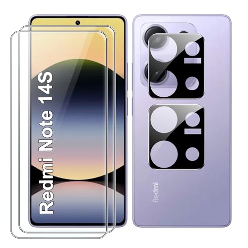 for Xiaomi Redmi Note 14s Screen Protector with Camera Lens Protector, 9H Hardness Anti-Scratch Tempered Glass flim, Case Friendly, - color: Xiaomi Redmi Note 14s