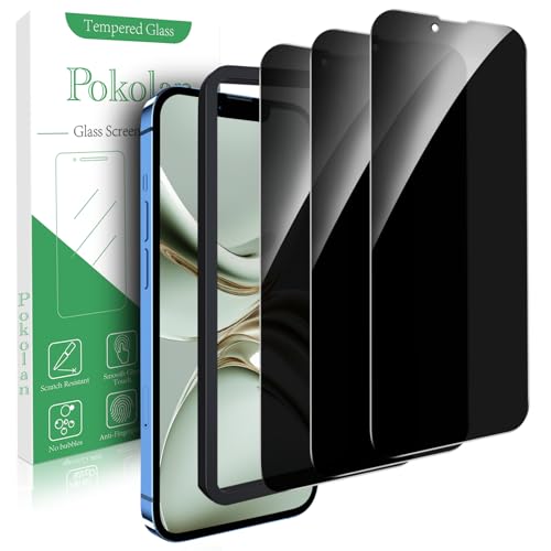 Pokolan Privacy Screen Protector for iPhone 13 Pro Tempered Glass Film - size: iPhone 13 Pro