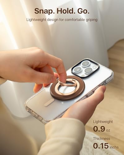 andobil 2026 3rd Gen Stability Magnetic Phone Ring Grip for MagSafe, Brown - color: Brown