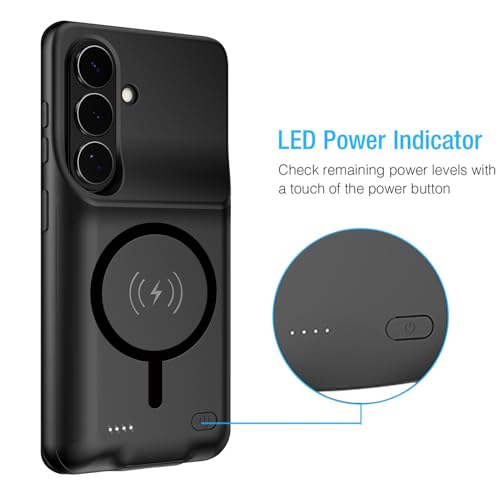Battery Case for Galaxy S26 Plus, Upgraded 12000mAh Portable Protective Wireless Charging Case Compatible with Galaxy S26 Plus 5G (6.7 inch) Rechargeable Extended Battery Pack Charger Case (Black) - size: Galaxy S26 Plus -12000mAh