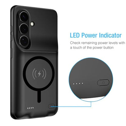 Battery Case for Galaxy S26 Plus, Upgraded 12000mAh Portable Protective Wireless Charging Case Compatible with Galaxy S26 Plus 5G (6.7 inch) Rechargeable Extended Battery Pack Charger Case (Black) - size: Galaxy S26 Plus -12000mAh