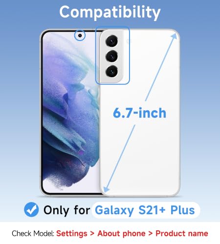 USLAI Case for Samsung Galaxy S21+ Plus, Anti-Yellowing, Crystal Clear Back, Shockproof & Military‑Grade Drop Protection - Transparent - color: Clear, size: Galaxy S21+ Plus