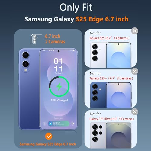 Wireless Charging Case for Galaxy S25 Edge, Upgraded 10000mAh Rechargeable Portable Charging Case Compatible with Galaxy S25 Edge (6.7 inch) with Carplay Extended Battery Pack Charger Case (Black) - size: Galaxy S25 Edge -10000mAh
