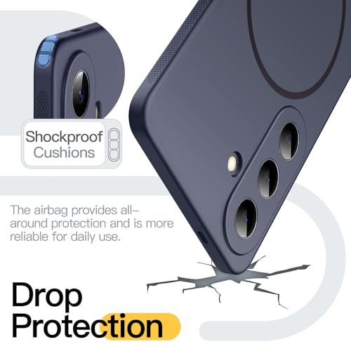 JETech Slim Magnetic Case for Samsung Galaxy S26, Anti-Slip, Deep Blue | Compatible with MagSafe, Full Camera Lens Protection, Soft TPU Cover, Shockproof - color: Deep Blue, size: Galaxy S26