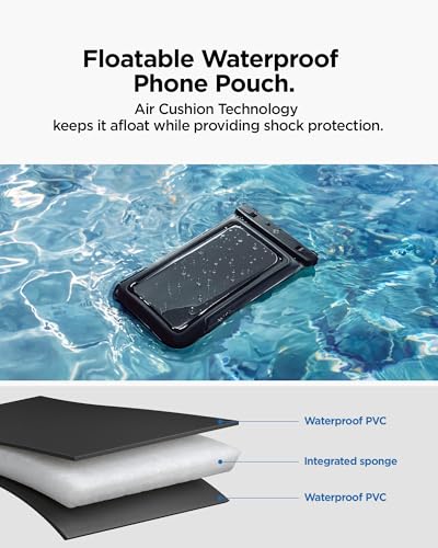 Spigen Aqua Shield Floating Waterproof Phone Pouch, Lanyard (2 Pack) | Outdoor Usage, For all iPhone Series, Pixel Series, Galaxy S/Z Fold Ultra/Z Fold/Flip Series Universal Compatibility - Black - color: Black