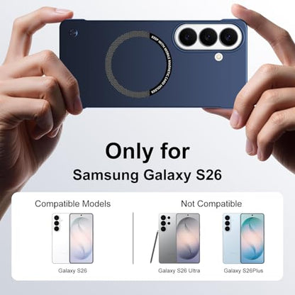 Frameless Slim Case for Samsung Galaxy S26, Silky Touch, Hard PC Matte Back, Exposed Sides Compatible with Mag-Safe, Anti-Scratch Shockproof Protective Cover for Samsung S26 5G (Blue) - color: Blue
