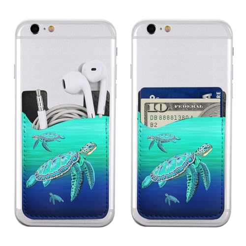 Oceanlife Sea Turtle Phone Credit Card Holders Sleeve Adhesive Wallet Compatible with Most Back of Phones - color: Oceanlife Sea Turtle