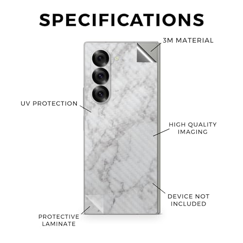 Carbon Fiber Phone Skin Compatible with Samsung Galaxy Z Fold 6 - Frost Marble - Premium 3M Vinyl Protective Wrap Decal Cover - Easy to Apply | Crafted in The USA by MightySkins - color: Frost Marble, style: Carbon Fiber Textured Finish