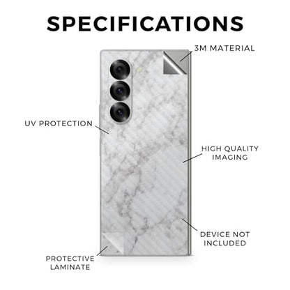 Carbon Fiber Phone Skin Compatible with Samsung Galaxy Z Fold 6 - Frost Marble - Premium 3M Vinyl Protective Wrap Decal Cover - Easy to Apply | Crafted in The USA by MightySkins - color: Frost Marble, style: Carbon Fiber Textured Finish