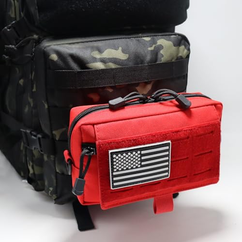 Tactical Molle Admin Pouch Compact Utility EDC Tool Bag Phone Pouches Fanny Waist Pack Bag Belt Pouch Small First Aid Kit - color: Red New