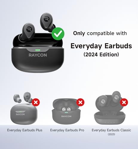 SURITCH Case for Raycon Everyday Earbuds (2024 Edition), Shockproof Magnetic Case for Raycon Bluetooth True Wireless in-Ear Buds Headphones, Protective Cover with Magnetic Lid Lock & Carabiner, Black - color: Black