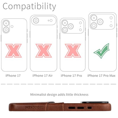 Dockem Card Case for iPhone 17 Pro Max with Magnetic Mounting Plate, Camera Control Button, Wallet with 2 Holder Slots: M2 Exec Premium Synthetic Leather (Brown) - color: Brown, size: 17 Pro Max
