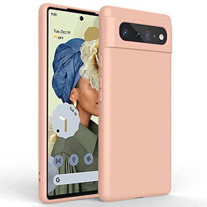 Silicone Phone Case Compatible with Google Pixel 6, Soft Protective Smart Phone Case for Women Men, Durable Anti-Scratch Shockproof Phone Cover Pink - color: Pink