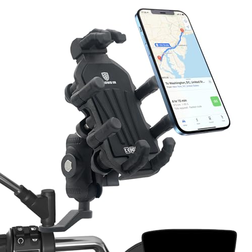 Motorcycle Phone Mount with Vibration Dampener, Rearview Mirror Clip - color: Rearview Mirror Mount