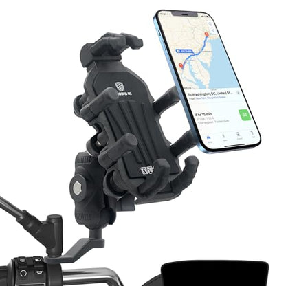 Motorcycle Phone Mount with Vibration Dampener, Rearview Mirror Clip - color: Rearview Mirror Mount