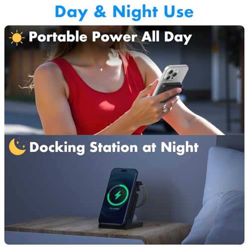 TRAVEL DEPOT 4 in 1 Charging Station for Apple Devices, Portable Wireless Charging Station Magnetic for MagSafe Charger Travel for iPhone 16/15/14/13 Apple Watch AirPods