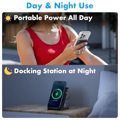 TRAVEL DEPOT 4 in 1 Charging Station for Apple Devices, Portable Wireless Charging Station Magnetic for MagSafe Charger Travel for iPhone 16/15/14/13 Apple Watch AirPods