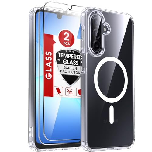 LeYi for Samsung Galaxy A17-5G Phone Case: Crystal Clear [Anti-Yellowing] Samsung A17 5G Case [Magnet Fit] with 2 Packs Screen Protector, Translucent & Military-Grade Protection Funda para A 17, Clear - color: Clear, size: Galaxy A17 (6.7 Inch)