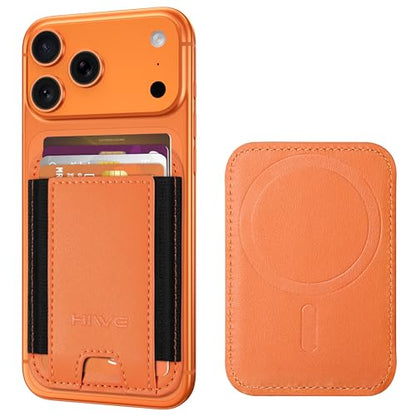 HiWe for MagSafe Wallet, 7 Cards Holder for Phone Case, RFID Blocking - color: Cosmic Orange Wallet - Black Band