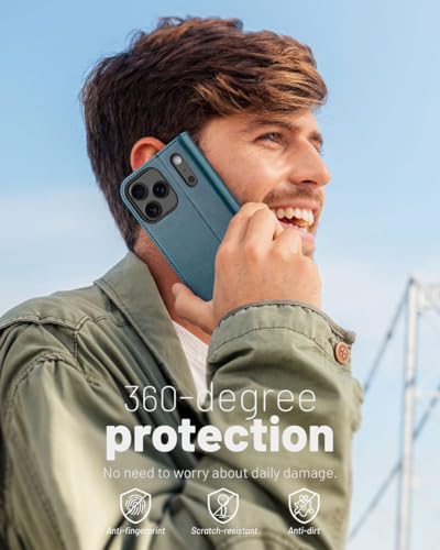 OCASE Compatible with iPhone 17 Pro Wallet Case, PU Leather Flip Folio Case with Card Holders RFID Blocking Kickstand [Shockproof TPU Inner Shell] Phone Cover 6.3 Inch 2025, Peacock Blue - color: Peacock Blue