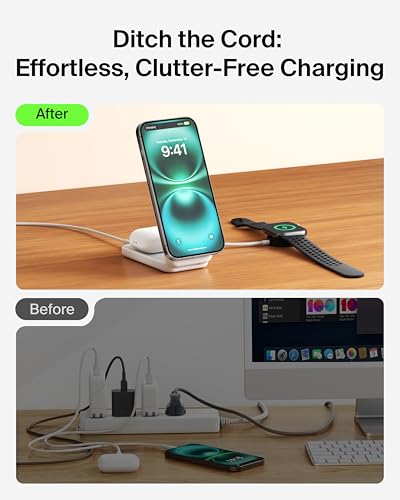 Belkin Qi2.2 25W Wireless 2 in 1 Foldable Fast Charging Station + USB C - color: White